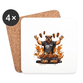 Bear Grills Barbecue BBQ Grillades Camping Sauvage - Dessous de verre (lot de 4) - blanc - Devant