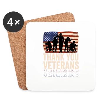 Patriotisches DANKESCHÖN VETERANEN und Soldaten - Untersetzer (4er-Set) - Weiß - Vorne