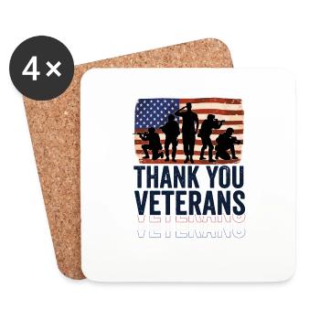 Patriotique MERCI AUX ANCIENS COMBATTANTS et aux soldats - Dessous de verre (lot de 4) - blanc - Devant