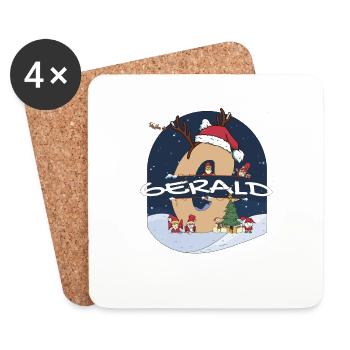 Impressionnant Gerald nom w chapeau de père Noël dans le thème de Noël - Dessous de verre (lot de 4) - blanc - Devant