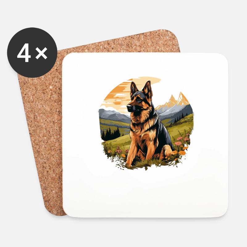 Hund Schäferhund - Untersetzer (4er-Set) - Weiß