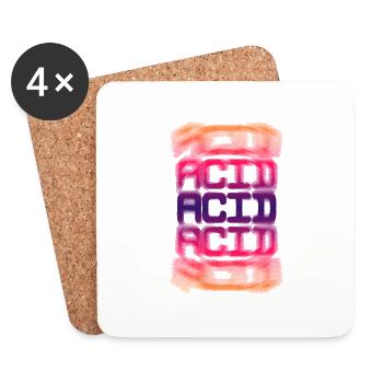 Acid House Techno EDM Party Festival DJ - Dessous de verre (lot de 4) - blanc - Devant