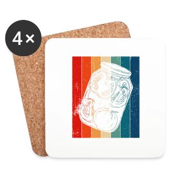 Retro Lines Pickle - Coasters (set of 4) - white - Front