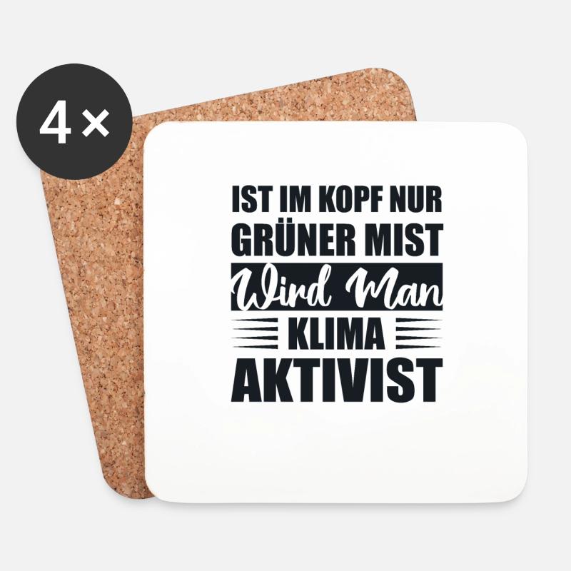Ist Im Kopf Nur Grüner Mist Wird Man Klimaaktivist - Untersetzer (4er-Set) - Weiß