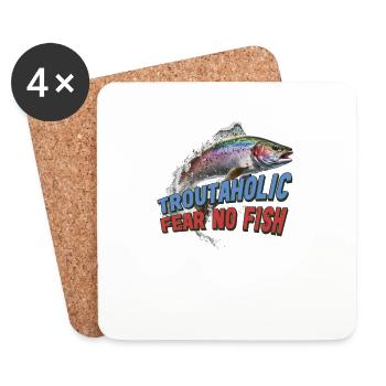 Pêche, Truite, Saumon, Pêcheur, Pêcheur, Perche - Dessous de verre (lot de 4) - blanc - Devant