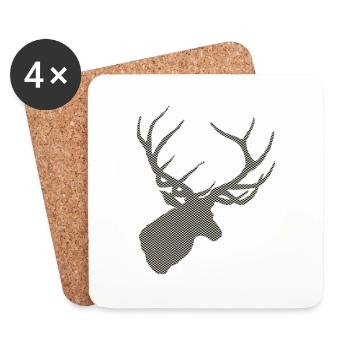 Cerf avec motif - Dessous de verre (lot de 4) - blanc - Devant