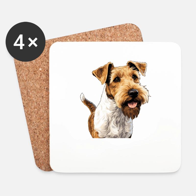 Hund Foxterrier - Untersetzer (4er-Set) - Weiß