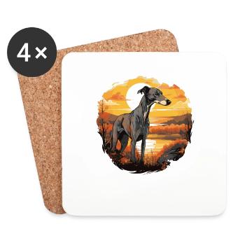 Dog Greyhound - Coasters (set of 4) - white - Front