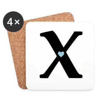 Buchstabe X Anfangsbuchstabe - Untersetzer (4er-Set) - Weiß - Vorne