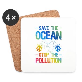 save the ocean stop verschutzung - Untersetzer (4er-Set) - Weiß - Vorne