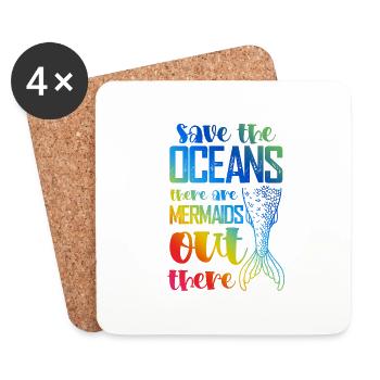 Sauvez la sirène de l’océan - Dessous de verre (lot de 4) - blanc - Devant
