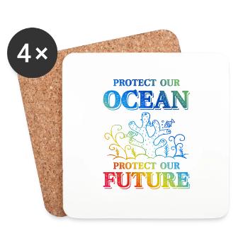 save the ocean - Coasters (set of 4) - white - Front