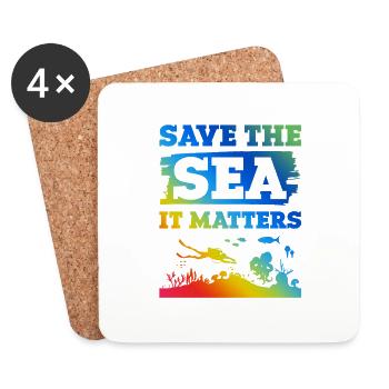 Save the Ocean Saying - Coasters (set of 4) - white - Front