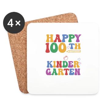 Alles Gute zum 100. Tag des Kindergartens Lustiger - Untersetzer (4er-Set) - Weiß - Vorne