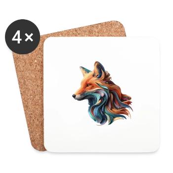 Renard abstrait coloré - Dessous de verre (lot de 4) - blanc - Devant