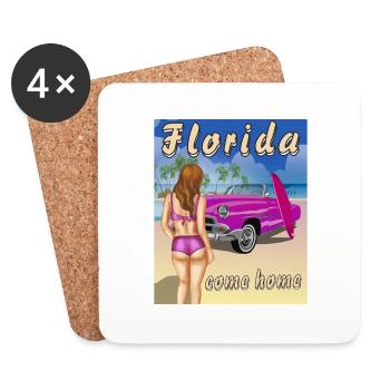 La Floride rentre à la maison - Dessous de verre (lot de 4) - blanc - Devant