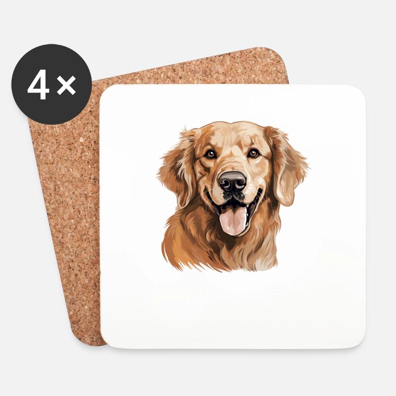 Hund Golden Retriever - Untersetzer (4er-Set) - Weiß