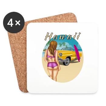 HAWAÏ - Dessous de verre (lot de 4) - blanc - Devant