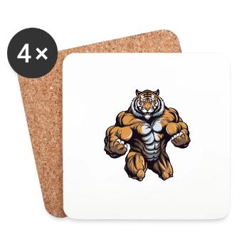 Gymnase d’entraînement Tiger Muscles - Dessous de verre (lot de 4) - blanc - Devant