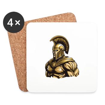 Spartan Gladiator Muscles Musculation - Dessous de verre (lot de 4) - blanc - Devant