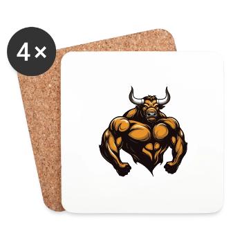Bull Bull Muscles Gymnase d’entraînement - Dessous de verre (lot de 4) - blanc - Devant