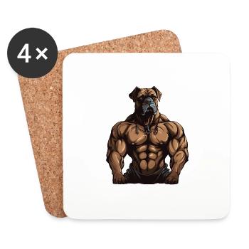 Gymnase d’entraînement des muscles du chien - Dessous de verre (lot de 4) - blanc - Devant