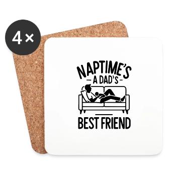Naptime's a Dad's Best Friend - Coasters (set of 4) - white - Front