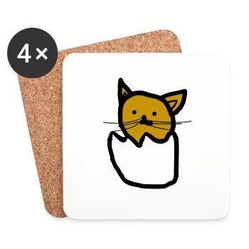 Katze - Untersetzer (4er-Set) - Weiß - Vorne