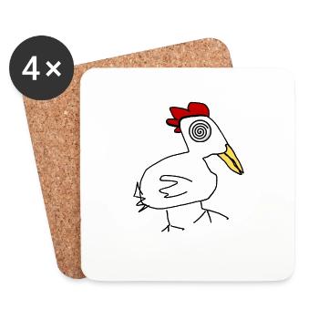 Poulet - Dessous de verre (lot de 4) - blanc - Devant