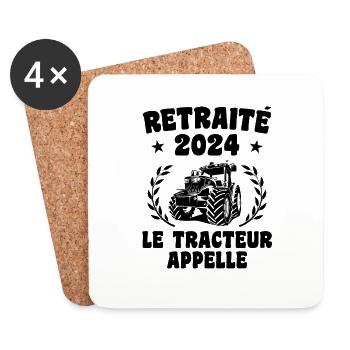 Agriculteur Retraité 2024 Le Tracteur Appelle - Dessous de verre (lot de 4) - blanc - Devant