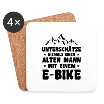 Unterschätze niemals einen alten Mann mit E-Bike - Untersetzer (4er-Set) - Weiß - Vorne