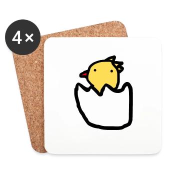 Huhn - Untersetzer (4er-Set) - Weiß - Vorne