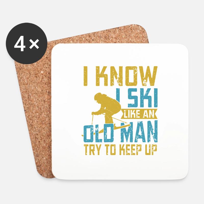 I Know I Ski Like An Old Man Try To Keep Up Skier - Untersetzer (4er-Set) - Weiß