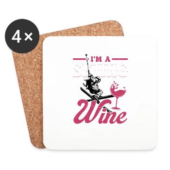 I'm A Skiing and Wine Woman Winter Sports Ski - Coasters (set of 4) - white - Front