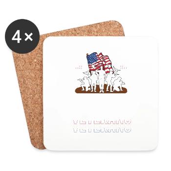 Drapeau américain Merci aux anciens combattants Fier vétéran - Dessous de verre (lot de 4) - blanc - Devant
