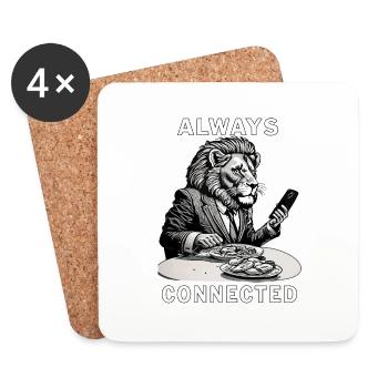 LÖWE SMARTPHONE ALWAYS CONNECTED - Untersetzer (4er-Set) - Weiß - Vorne