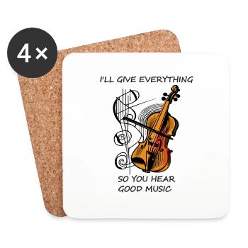 VIOLIN Violin Music - Coasters (set of 4) - white - Front