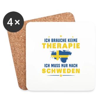 Therapie Schweden Urlauber Urlaubsgeschenk - Untersetzer (4er-Set) - Weiß - Vorne
