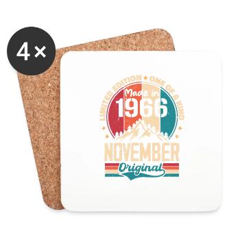 Novembre 1966 Millésime Vintage Anniversaire Rétro - Dessous de verre (lot de 4) - blanc - Devant