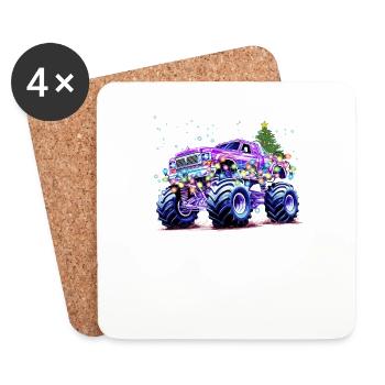 Monster Truck Lover Weihnachtsgrafik für Jungs, Ich - Untersetzer (4er-Set) - Weiß - Vorne