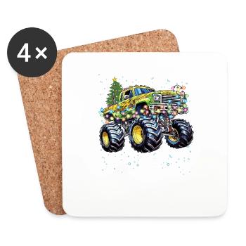 Monster Truck Racing, Cool Monster Truck Christmas - Coasters (set of 4) - white - Front