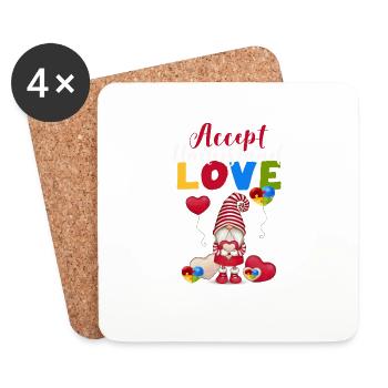 Accepting Understanding Love Autism Awareness - Coasters (set of 4) - white - Front