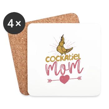 Calopsitte Maman Perroquet Propriétaire Oiseau Aviaire - Dessous de verre (lot de 4) - blanc - Devant