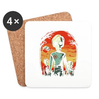 Dessin animé Anime Manga Zombie Goule Amis - Dessous de verre (lot de 4) - blanc - Devant