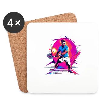 Tennis - Dessous de verre (lot de 4) - blanc - Devant