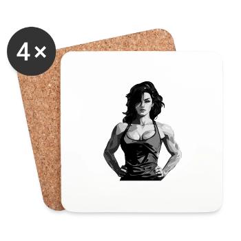 Femme Muscles Workout Gym - Dessous de verre (lot de 4) - blanc - Devant