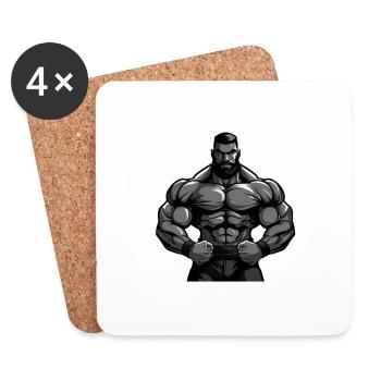 Homme Muscles Musculation - Dessous de verre (lot de 4) - blanc - Devant