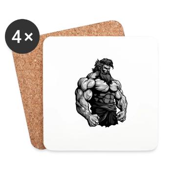 Bodybuilder Muscles Workout Gym - Dessous de verre (lot de 4) - blanc - Devant
