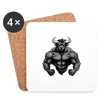 Bulle Stier Muskeln Bodybuilding - Untersetzer (4er-Set) - Weiß - Vorne