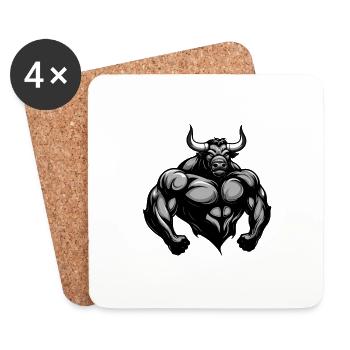 Bulle Stier Muskeln Workout Gym - Untersetzer (4er-Set) - Weiß - Vorne